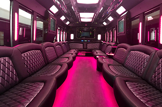 43-passenger party bus interior