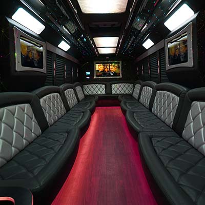limo bus with tvs